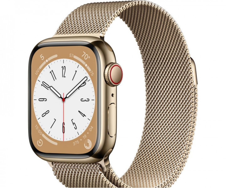 Apple Watch 8 + LTE 41mm Gold Stainless Steel Case with Gold Milanese Loop (MNJE3/MNJF3)